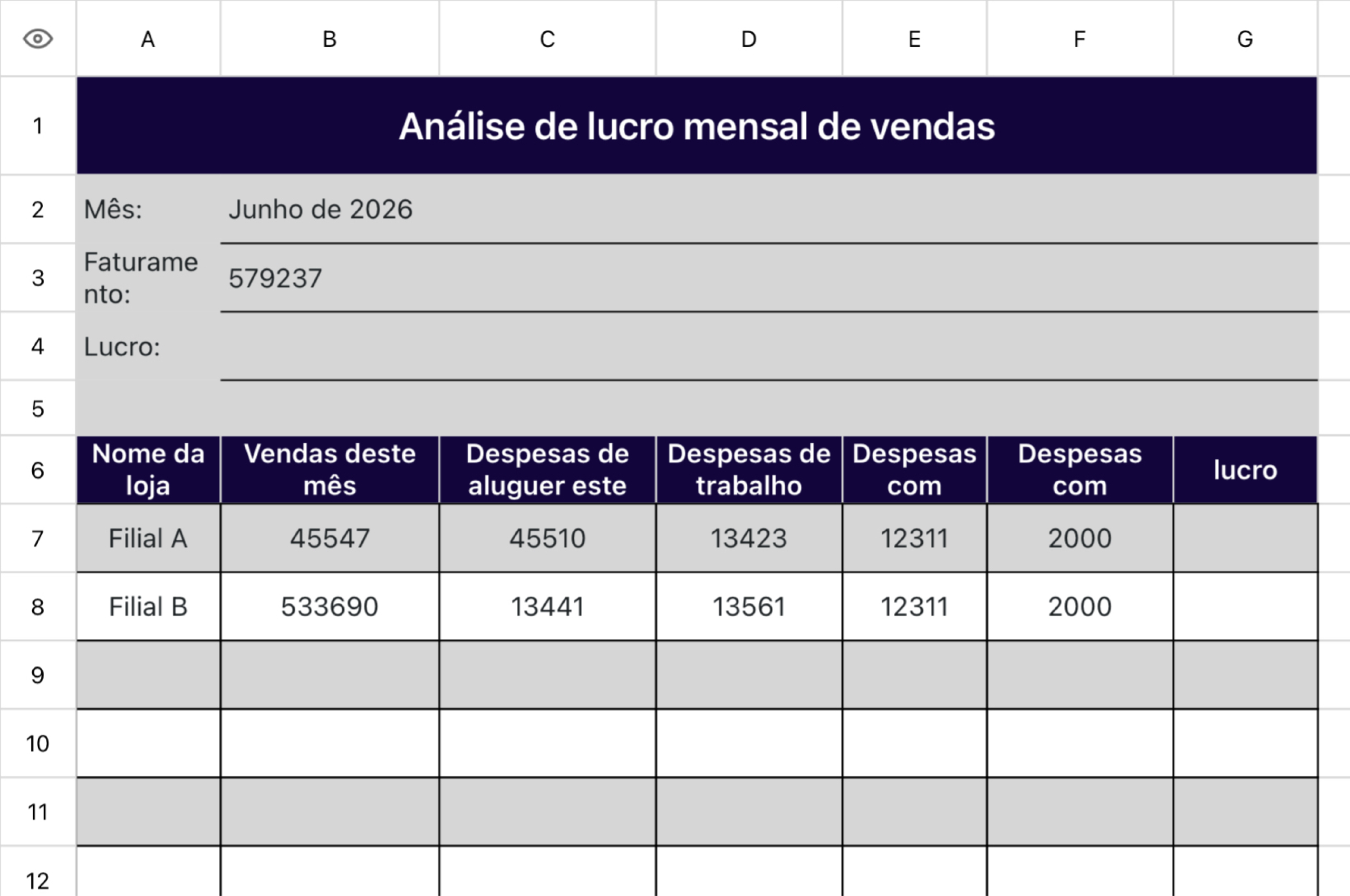 Análise de lucro mensal de vendas